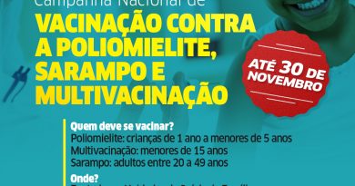 Campanha de vacinação contra poliomielite e sarampo é prorrogada até dia 30 em Lauro de Freitas