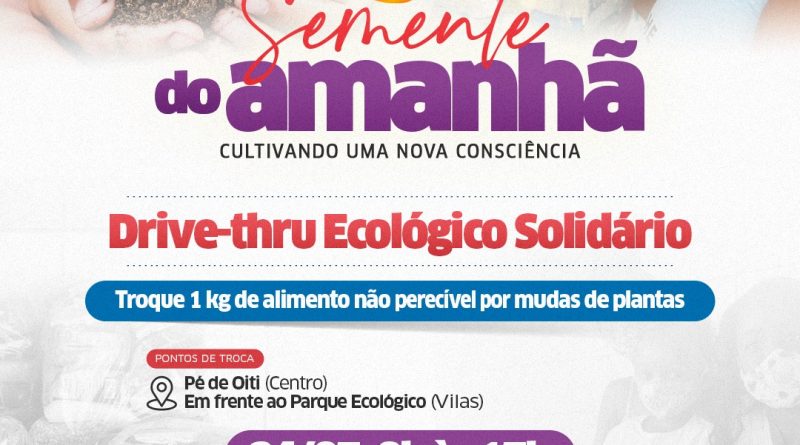 Lauro de Freitas: Drive-thru ecológico neste sábado (24) troca muda de plantas por alimentos para instituições beneficentes