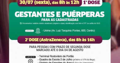 Lauro de Freitas: Prefeitura dá sequência à vacinação contra a Covid-19 para grávidas e puérperas nesta sexta-feira (30)