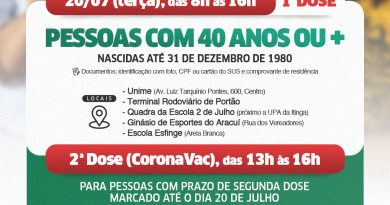 Lauro de Freitas: Prefeitura vacina pessoas com 40 anos ou mais