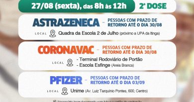 Lauro de Freitas: Prefeitura convoca para 2ª dose da vacina contra a Covid-19 nesta sexta-feira (27)