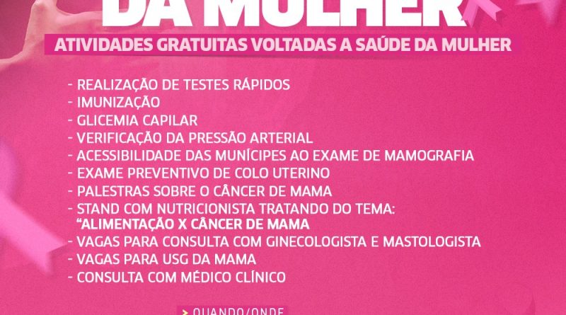 Feira de Saúde da Mulher com atividades gratuitas na Praça da Matriz nesta terça