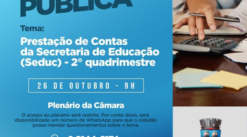 CAMAÇARI: Seduc realizará audiência pública para prestação de contas do 2º quadrimestre de 2021