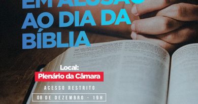 A Câmara de Camaçari realizará, na quarta-feira (08/12), às 19h, a Sessão Especial em homenagem ao Dia da Bíblia, comemorado no segundo domingo do mês de dezembro.