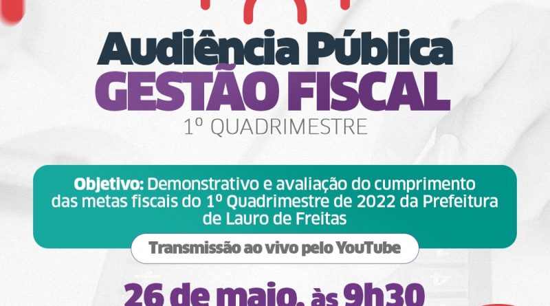 Com o objetivo de avaliar o cumprimento das metas fiscais e apresentar o relatório dos meses de janeiro, fevereiro, março e abril (1º quadrimestre de 2022).