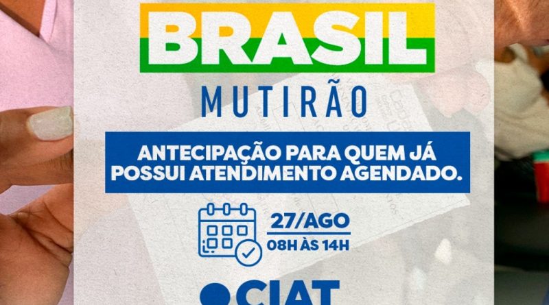 A iniciativa acontecerá no Centro de Integração e Apoio ao Trabalhador (Ciat), das 8h às 14h. Vale ressaltar, que a ação atenderá exclusivamente os munícipes