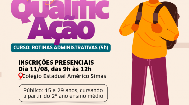 As aulas estão previstas para começar no dia 22 de agosto, das 14h às 15h, no Colégio Estadual Américo Simas. Ao final do curso, os alunos receberão a certificação.